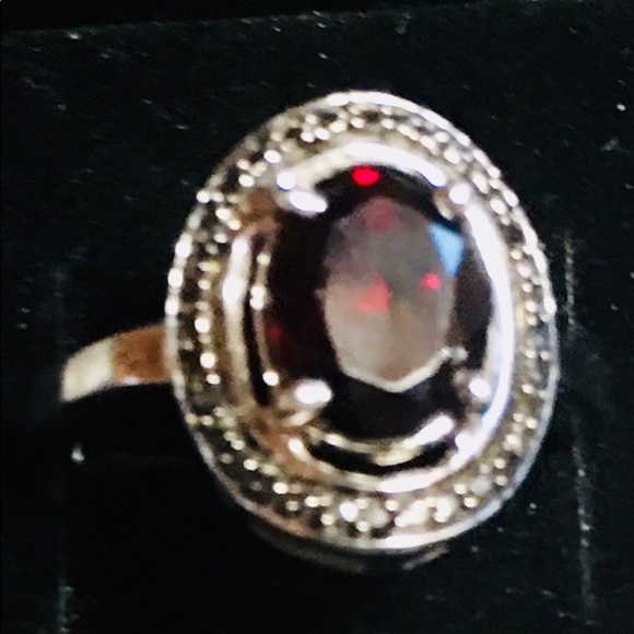 Gorgeous Lab Created Garnet Necklace & Ring Set - Picture 4 of 10